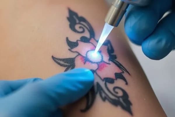 Arm with laser tattoo removal system attached.